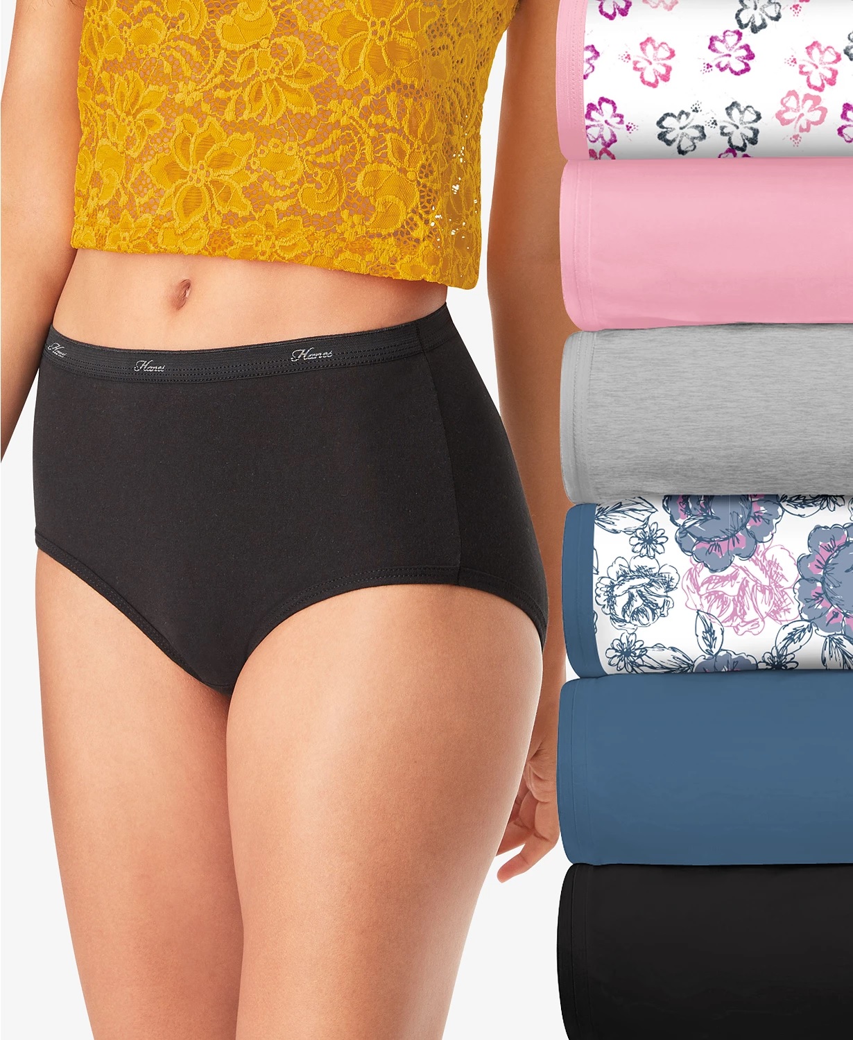 Hanes Women's 6-Pk. Assorted Floral Cool Comfort Brief Underwear - Damidols